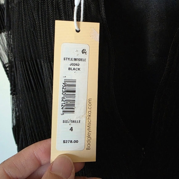 Jewel Badgley Mischka Beatrice Long Sleeve‎ Spliced Midi Dress - Picture 10 of 11